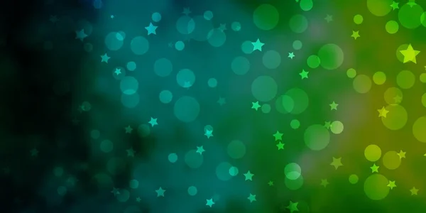 Azul Claro Patrón Vectorial Verde Con Círculos Estrellas — Archivo Imágenes Vectoriales