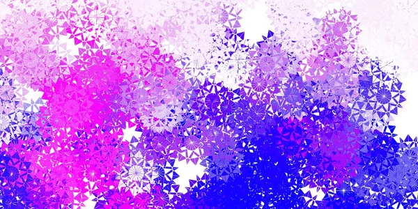 Hellrosa Blaue Vektorschablone Mit Eisschneeflocken Abstraktes Gefälle Bunte Schneeflocken Und — Stockvektor