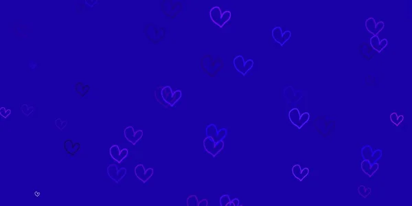 ライトパープル ピンクベクトルの背景に輝くハート 心を込めてドアスタイルで鮮やかな装飾デザイン ポスター バレンタインデーのバナーのデザイン — ストックベクタ