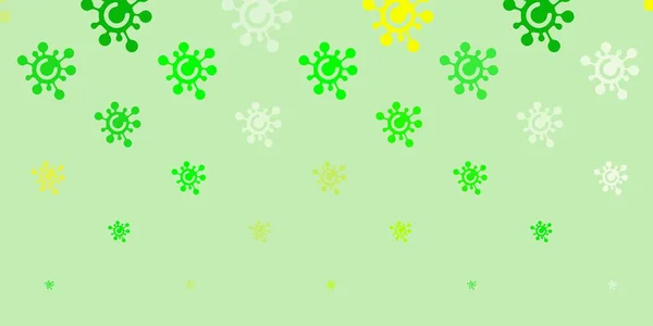 Ljusgrön Gul Vektor Bakgrund Med Virus Symboler Abstrakt Illustration Med — Stock vektor