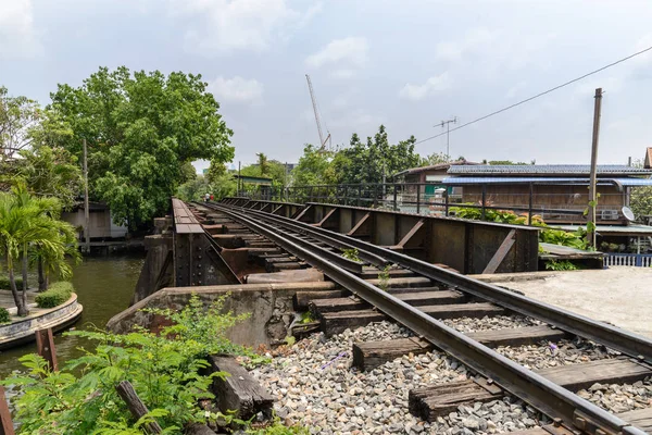 Pont Ferroviaire Sur Canal Paysage Ferroviaire — Photo