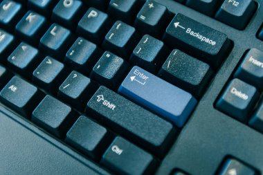 Bilgisayar klavye Close-up. Seçilen odak girmek düğme.