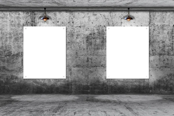 beyaz kağıt kart ve lamba ile beton duvar. reklam veya halkla ilişkiler için kağıda metin yazmak