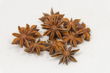 Beyaz tuval arka planında yıldız anason grubu