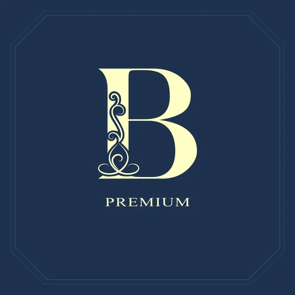 Lettera Maiuscola Calligraphic Bel Logo Con Nastro Adesivo Etichette Stile — Vettoriale Stock
