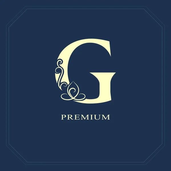 Velké Písmeno Kaligrafické Krásné Logo Páskou Pro Štítky Elegantní Styl — Stockový vektor