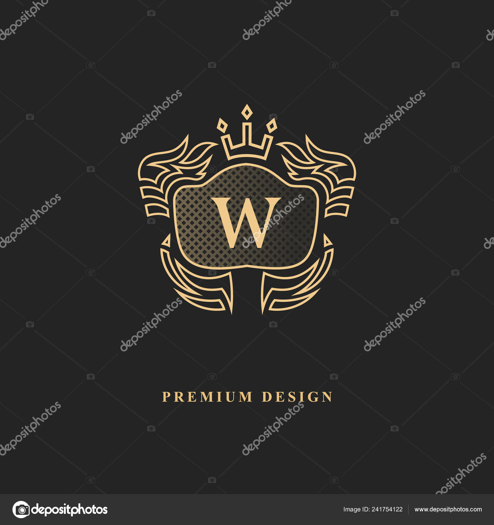 vintage crown logo and letter F symbol. Modern luxury brand element sign.  Vector illustration. Stock Vector