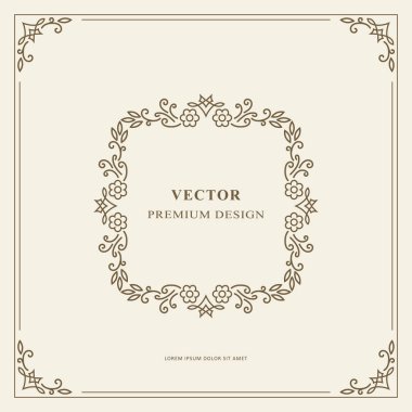Vintage süsleme tebrik kartı vektör şablonu. Retro lüks davetiye, Kraliyet sertifika. Çerçeve gelişir. Vektör arka plan