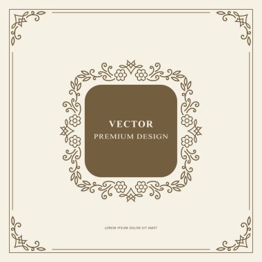 Vintage süsleme tebrik kartı vektör şablonu. Retro lüks davetiye, Kraliyet sertifika. Çerçeve gelişir. Vektör arka plan