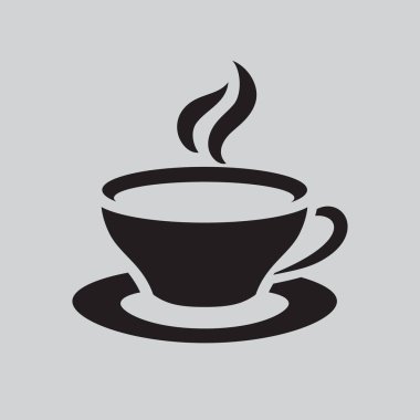 Kahve Kupası ve fincan tabağı simgesi. Sıcak çay içecek simgesi kafe ya da restoran. Vektör çizim