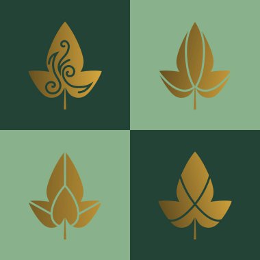 Altın logo tasarım şablonu tarım ve organik tarım, çay. Yiyecek ve içecek sanayî için soyut çizgi simgeler öğeleri rozeti. Anahat doğa sembolleri Monogram. Kavram dükkanı. Vektör çizim