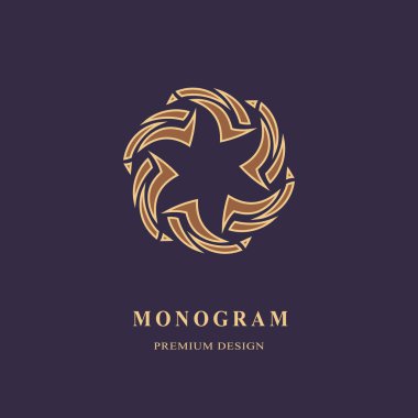 Monogram Tasarım öğeleri, zarif şablonu. Kaligrafi zarif hat sanat logo tasarımı. Amblem işaretiyle Royalty, yoga merkezi, kartvizit, butik, spor kulübü, takı. Vektör çizim