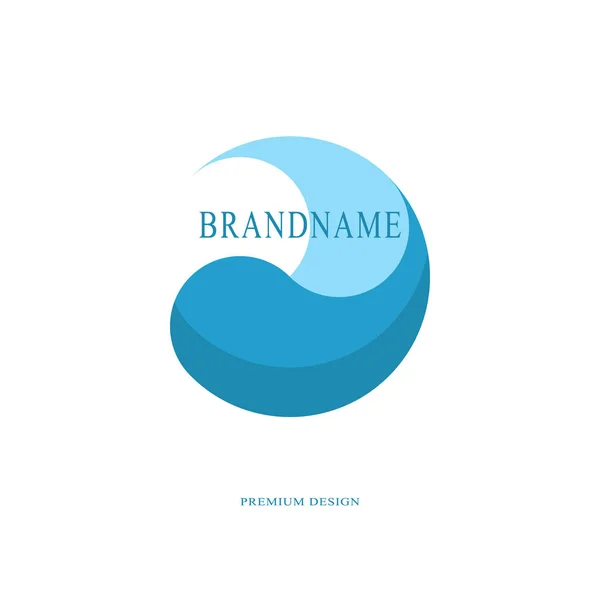 Абстрактний Дизайн Логотипу Круглий Шаблон Емблеми Синій Знак Краплі Квіткової — стоковий вектор