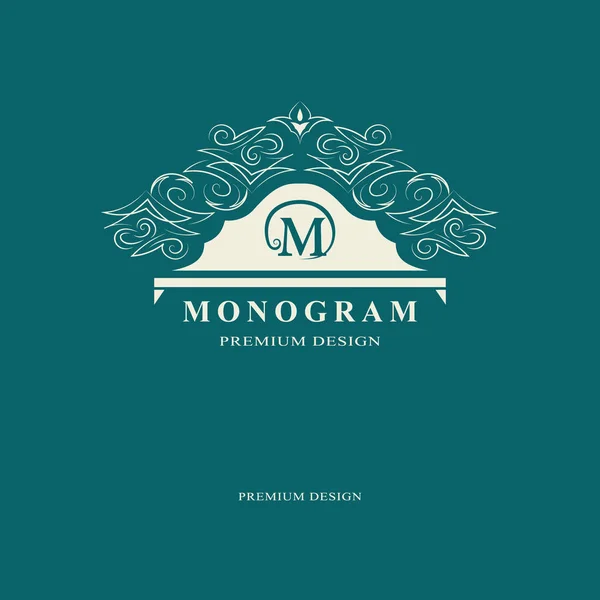 Monograma Elementos Design Modelo Gracioso Caligráfico Elegante Linha Arte Logotipo — Vetor de Stock