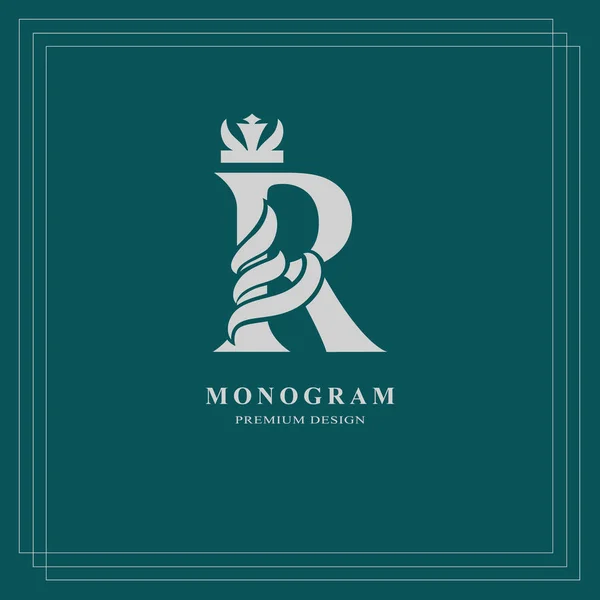 Elegante Letra Com Coroa Estilo Real Gracioso Caligráfico Belo Logotipo — Vetor de Stock