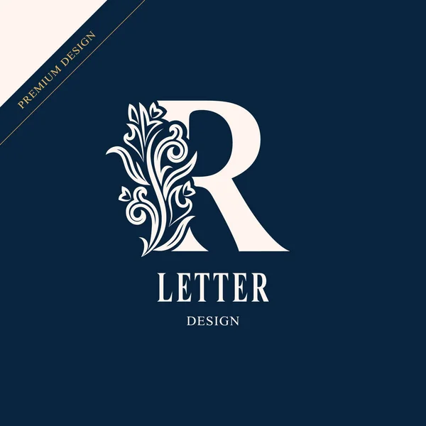 Elegante Letra Elegante Estilo Real Caligrafía Hermoso Logotipo Emblema Dibujado — Vector de stock
