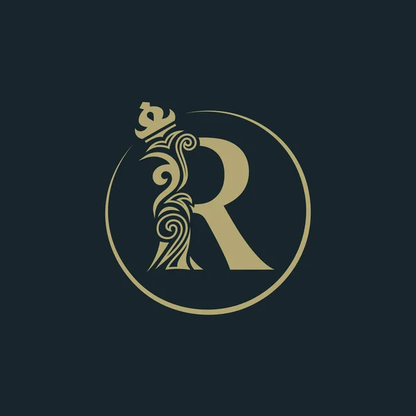 Elegante Letra Con Corona Elegante Estilo Real Caligrafía Hermoso Logotipo — Vector de stock