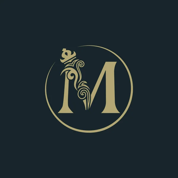 Элегантная Буква Короной Изящный Королевский Стиль Каллиграфический Красивый Круглый Логотип — стоковый вектор
