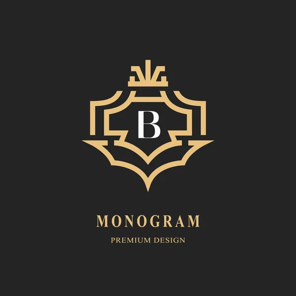 Elementi Design Monogram Modello Grazioso Logo Calligrafico Elegante Linea Art — Vettoriale Stock