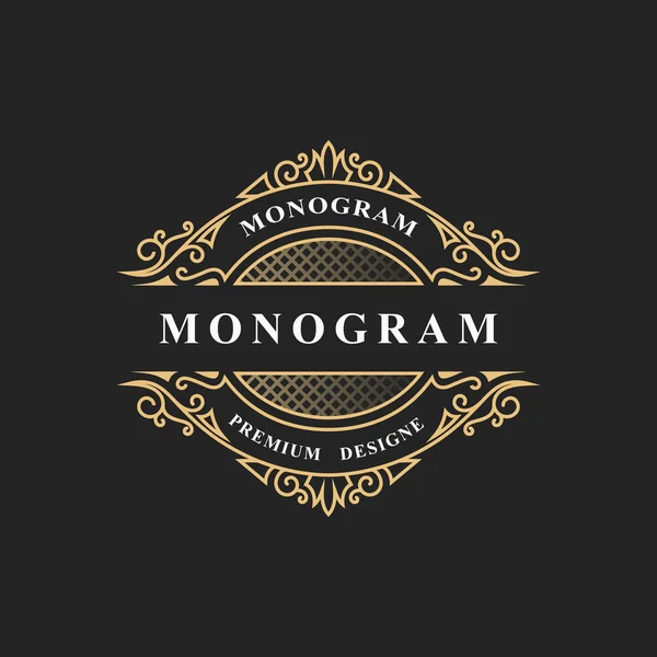 Basit Monogram Tasarım Lüks Hacimsel Logo Şablonu Çizgi Süsleme Işareti — Stok Vektör
