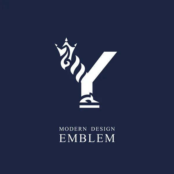 Capital Letter Graceful Royal Style Minimal Art Design Elegant Logo — Stock Vector