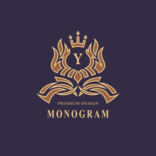 Monogram Designelement Graciösa Mall Kalligrafiska Elegant Linje Konst Logotypdesign Versal — Stock vektor