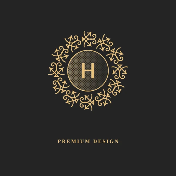 Kraliyet Monogramı Tasarım Lüks Hacimsel Logo Şablonu Çizgi Süsleme Amblem — Stok Vektör