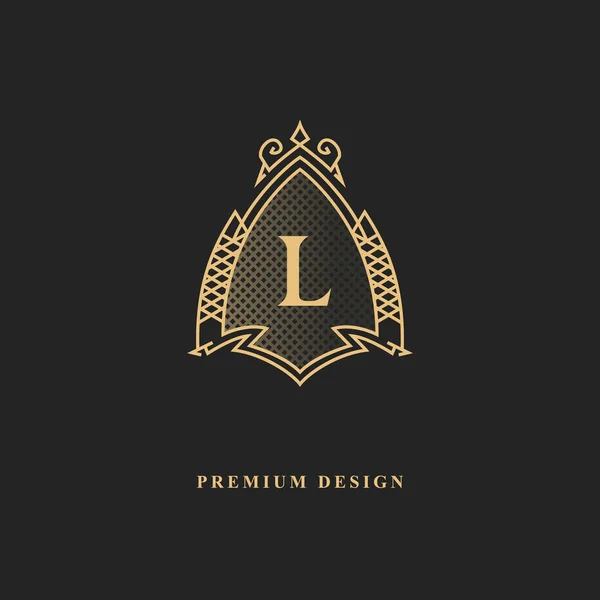 Kungliga Monogrammet Design Lyxiga Volymetriska Logotyp Mall Line Prydnad Emblem — Stock vektor
