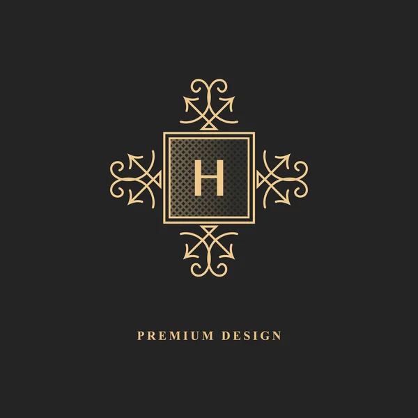 Royal Monogram Design Luxury Volumetric Logo Template Line Ornament Emblem — Stock Vector
