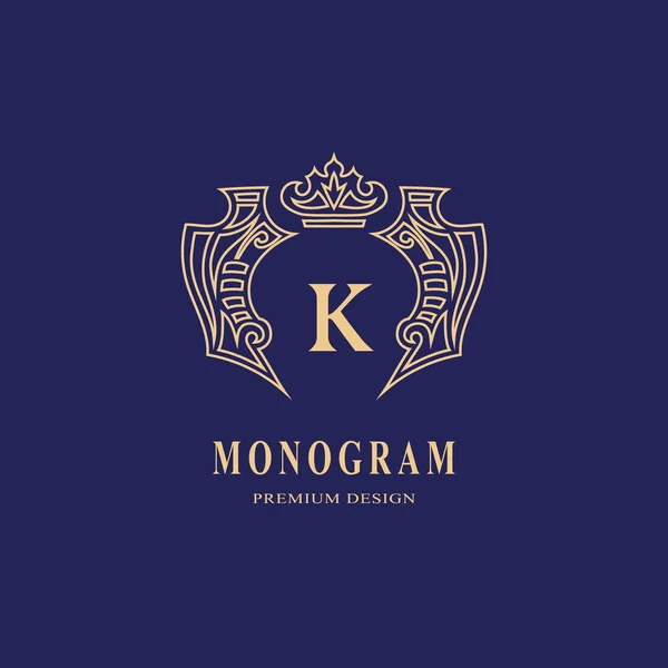 Monograma Elementos Design Modelo Gracioso Caligráfico Elegante Linha Arte Logotipo — Vetor de Stock