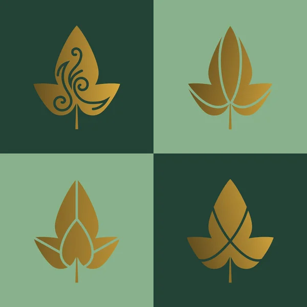 Gold logo design template agriculture and organic farm, tea. Abstract line icons elements badge for food and drink industry. Outline monograms nature symbols. Concept shop. Vector illustration — Stock Illustration Gold Logo Design Template Agriculture Organic Farm Tea Abstract Line Stock Vector