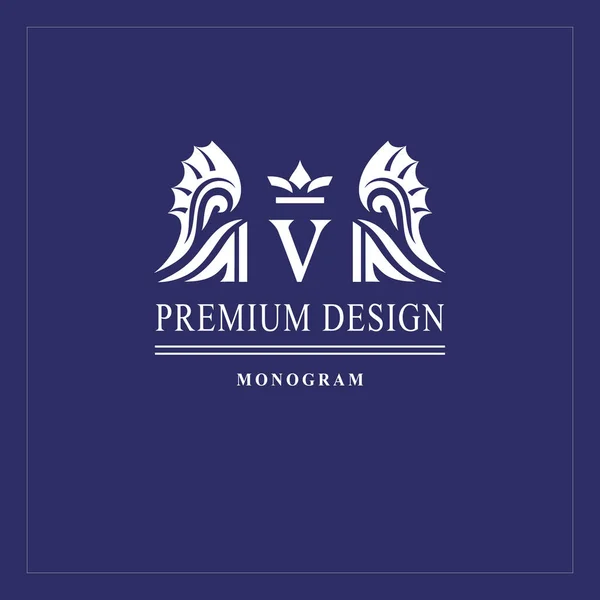 Art Design Loga Velké Písmeno Elegant Emblém Korunou Dračí Křídla — Stockový vektor