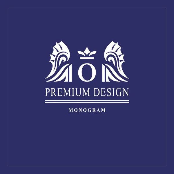 Projektowanie Logo Sztuki Wielką Literą Elegant Godło Korony Dragon Wings — Wektor stockowy