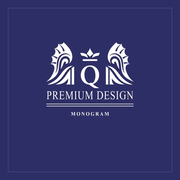 Design Logotipo Arte Carta Maiúscula Elegante Emblema Com Coroa Asas —  Vetores de Stock
