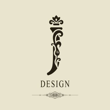 Zarif büyük harf J. zarif royal tarzı. Kaligrafi güzel logo. Kitap tasarımı, marka adı, kartvizit, Restoran, butik, otel için vintage çiçek çizilmiş amblemi. Vektör çizim