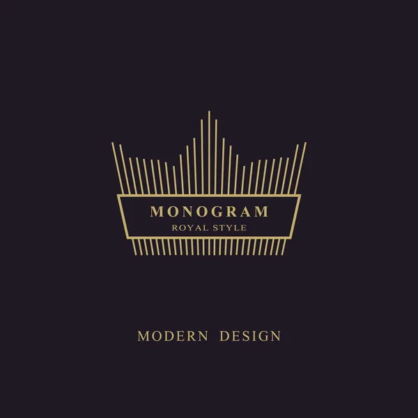 Koninklijke voering monogram. Kroon Logotype. Teken van koning. Elegant ontwerp. Eenvoudig sjabloon. Creatieve embleem voor Royalty, visitekaartje, het logo van de naam van bedrijf, Hotel, Restaurant. Web icoon. Vectorillustratie — Stockvector