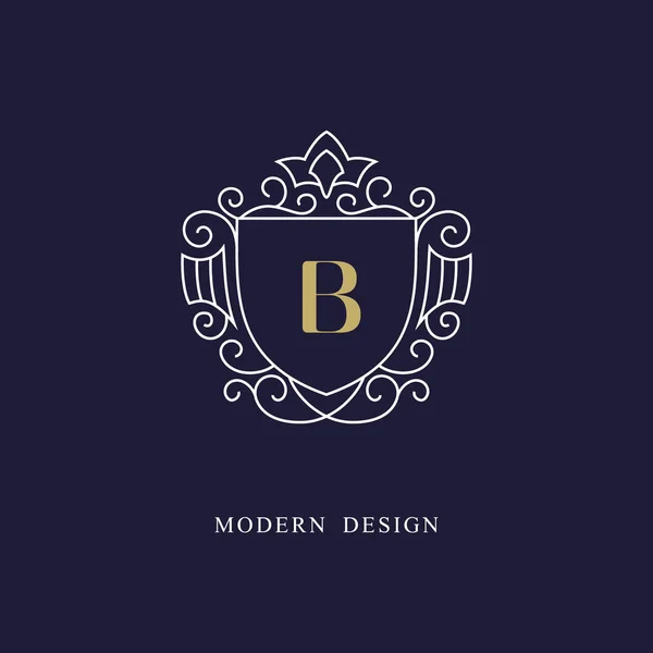 Letra de capital B. Hermoso monograma. Logo elegante. Diseño caligráfico. Un emblema de lujo. Adorno vintage. Estilo gráfico simple. Florece marca boutique. Marca real creativa. Ilustración vectorial — Archivo Imágenes Vectoriales