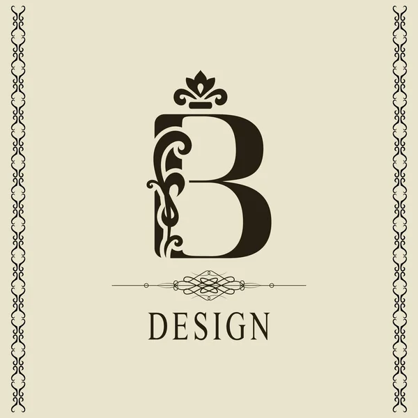 Elegant Capital letter B. Graceful royal style. Calligraphic beautiful logo. Vintage floral drawn emblem for book design, brand name, business card, Restaurant, Boutique, Hotel. Vector illustration — Stock Vector