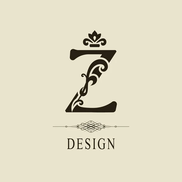 Elegant Capital letter Z. Graceful royal style. Calligraphic beautiful logo. Vintage floral drawn emblem for book design, brand name, business card, Restaurant, Boutique, Hotel. Vector illustration
