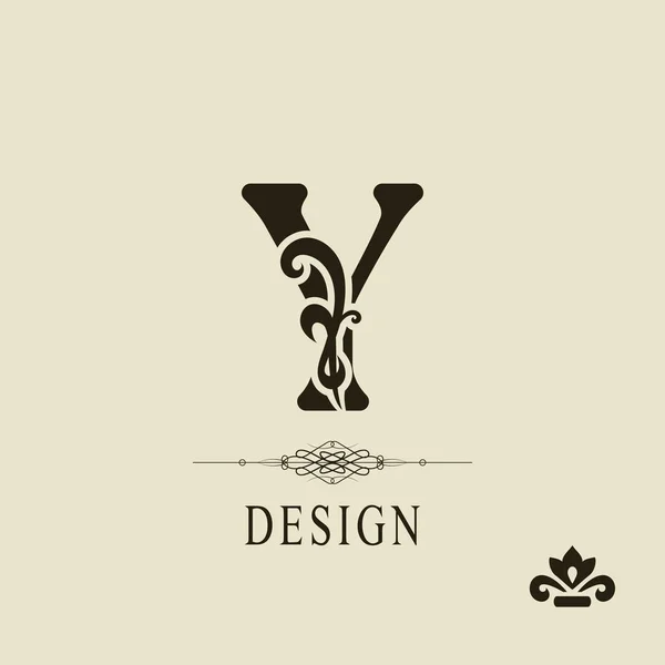 Elegant Capital letter Y. Graceful royal style. Calligraphic beautiful logo. Vintage floral drawn emblem for book design, brand name, business card, Restaurant, Boutique, Hotel. Vector illustration — Stock Vector