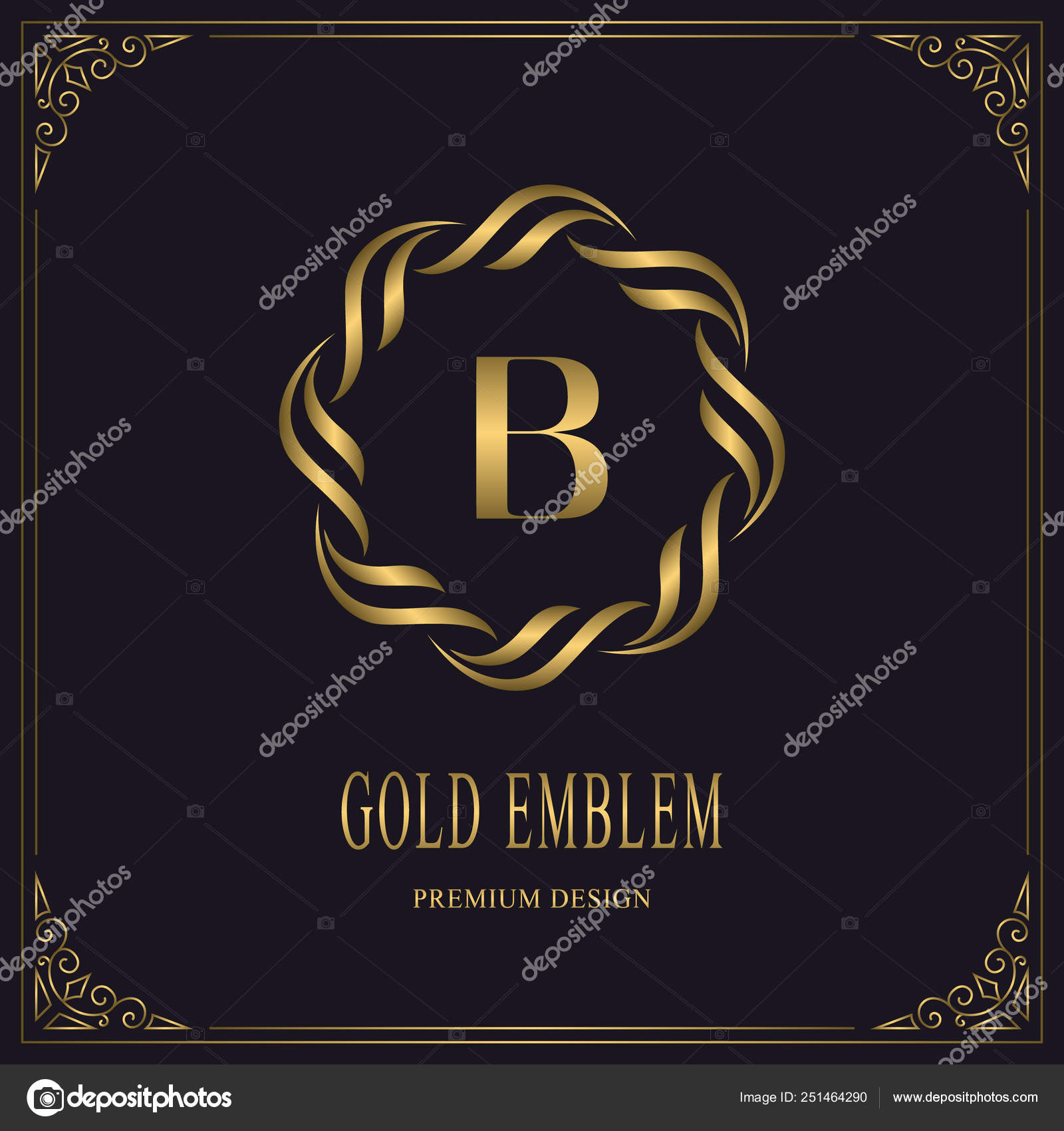 Gold Emblem Of The Weaving Circle Letter B Monogram Graceful