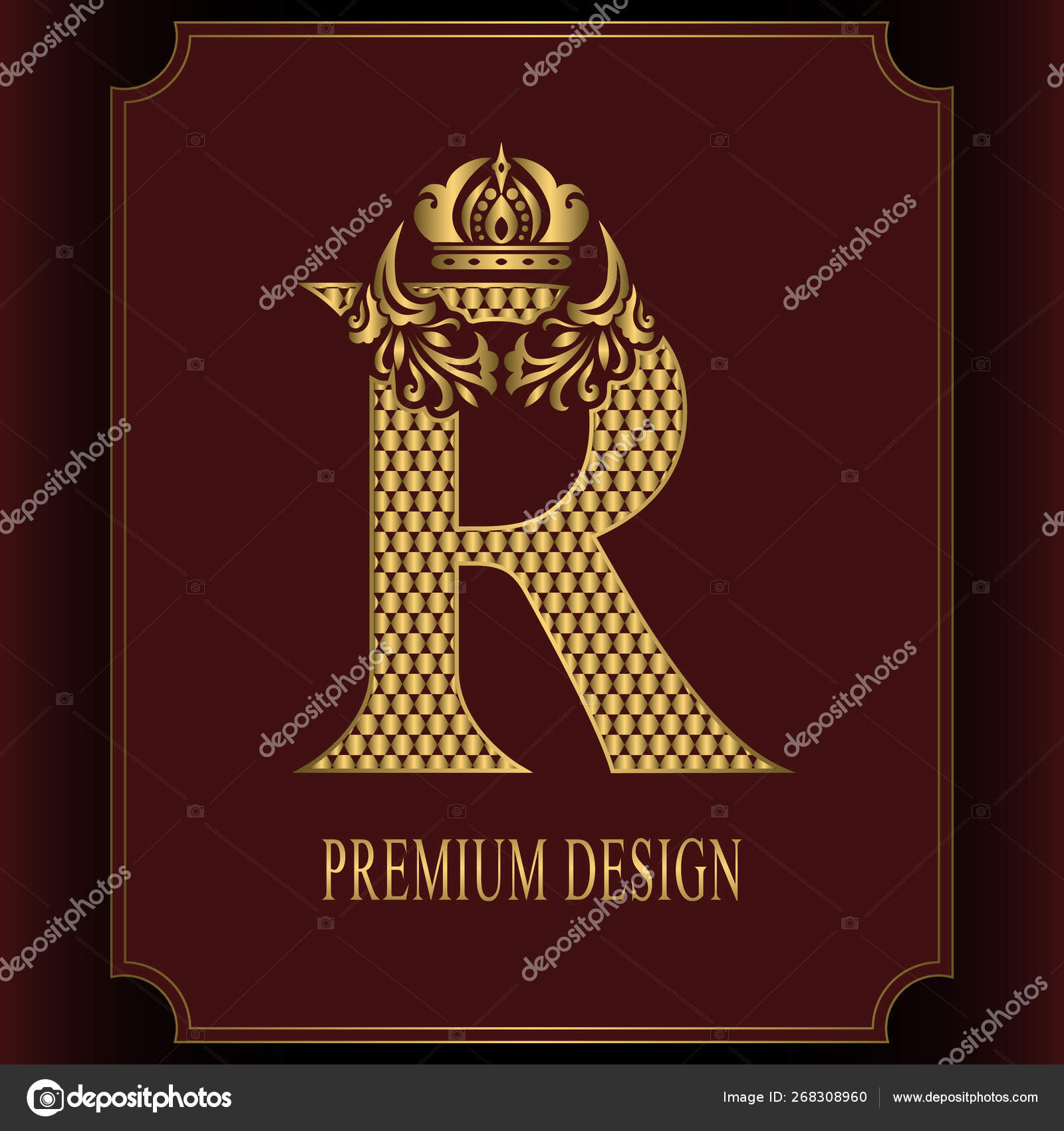 Gold Letter R With Crown Graceful Royal Style Calligraphic Beautiful Logo Vintage Drawn Emblem For Book Design Brand Name Business Card Restaurant Boutique Crest Hotel Vector Illustration Stock Vector C Fomalygaut 268308960