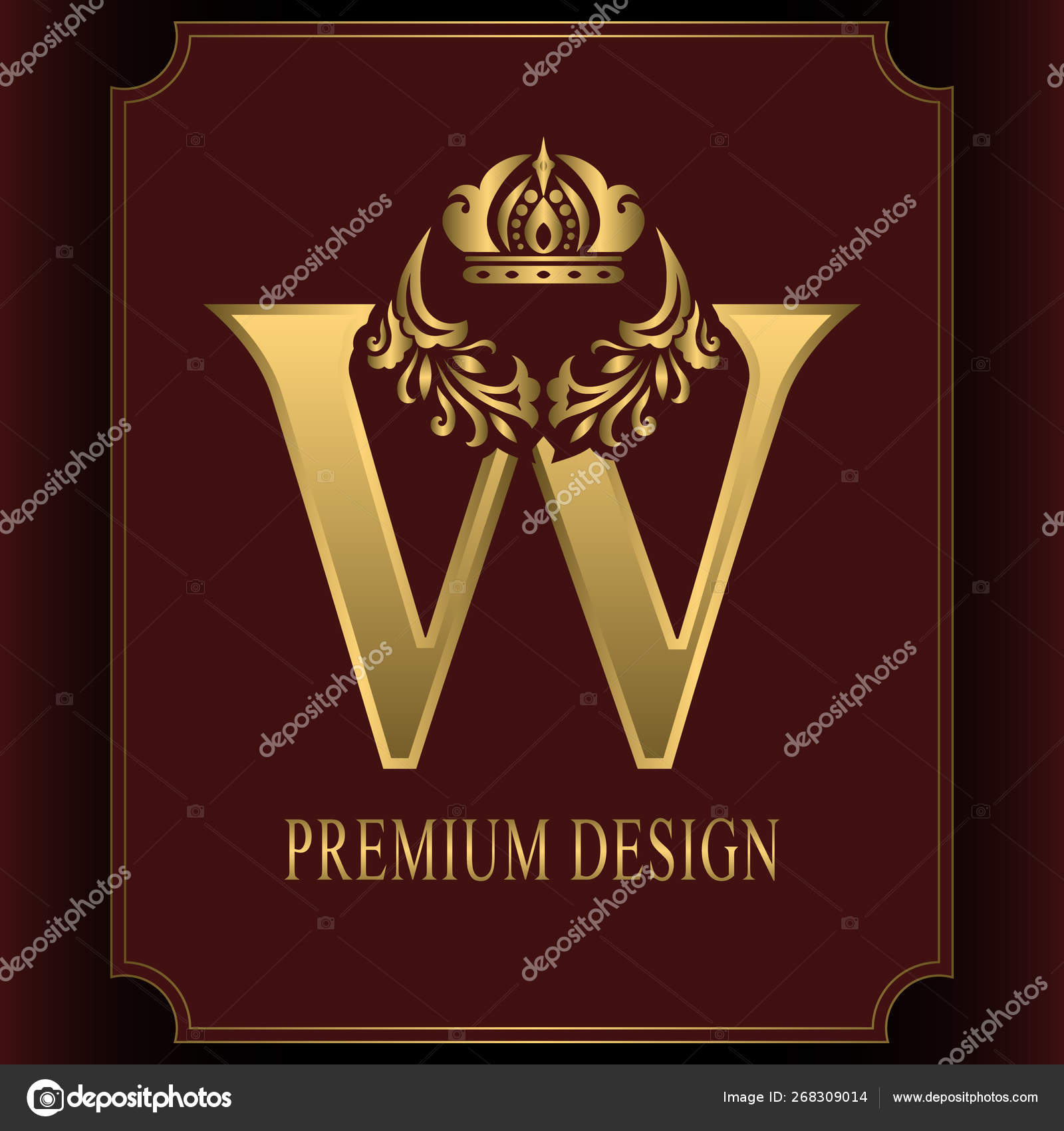 Gold Letter W With Crown Graceful Royal Style Calligraphic Beautiful Logo Vintage Drawn Emblem For Book Design Brand Name Business Card Restaurant Boutique Crest Hotel Vector Illustration Stock Vector C Fomalygaut 268309014
