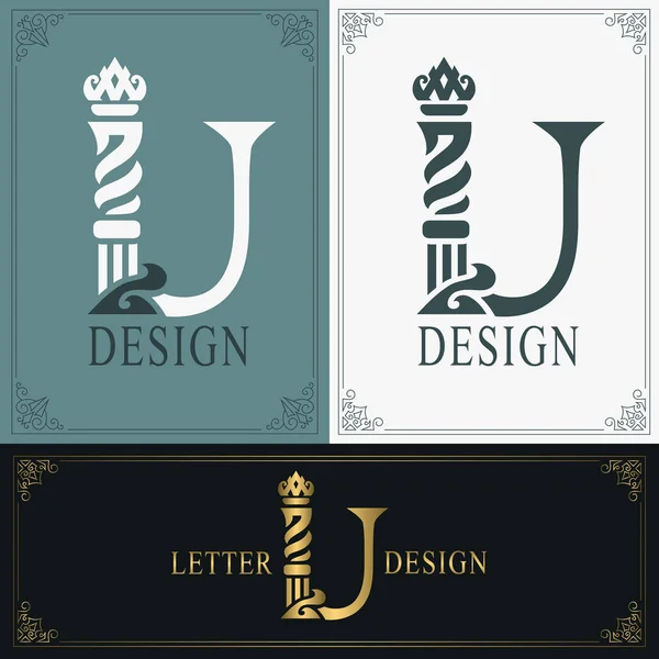 Elegant letter U. Graceful royal style. Calligraphic beautiful logo. Vintage drawn emblem for book design, brand name, business card, Restaurant, Boutique, Hotel. Vintage Border. Vector illustration — Stock Vector
