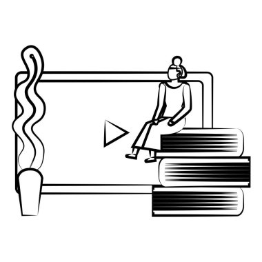 Çevrimiçi Eğitim Kavramı İllüstratör Şablonu