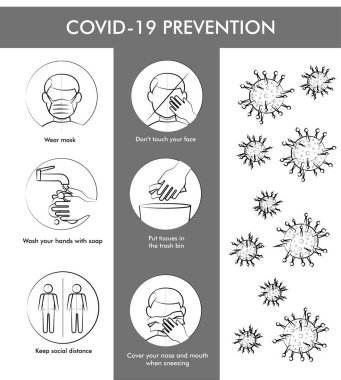 Coronavirus önleme simgesi logo illüstratörü