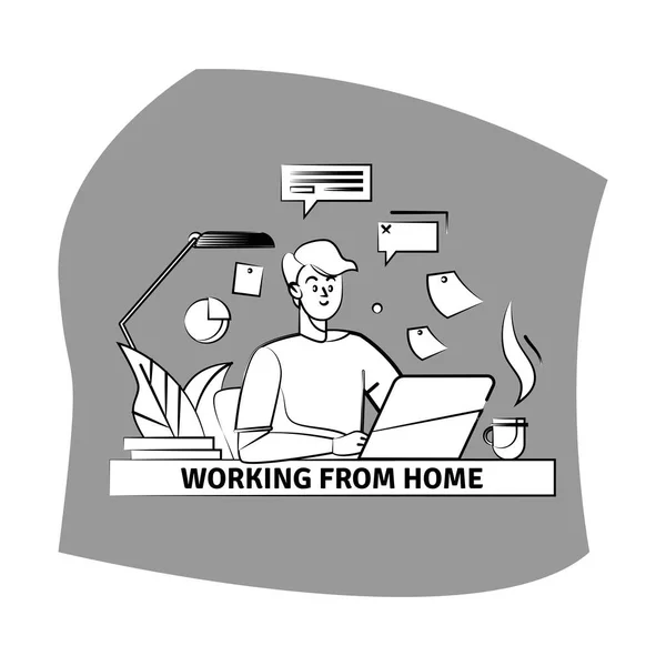 Mitarbeiter Arbeitet Von Hause Aus Logo Vorlage — Stockvektor