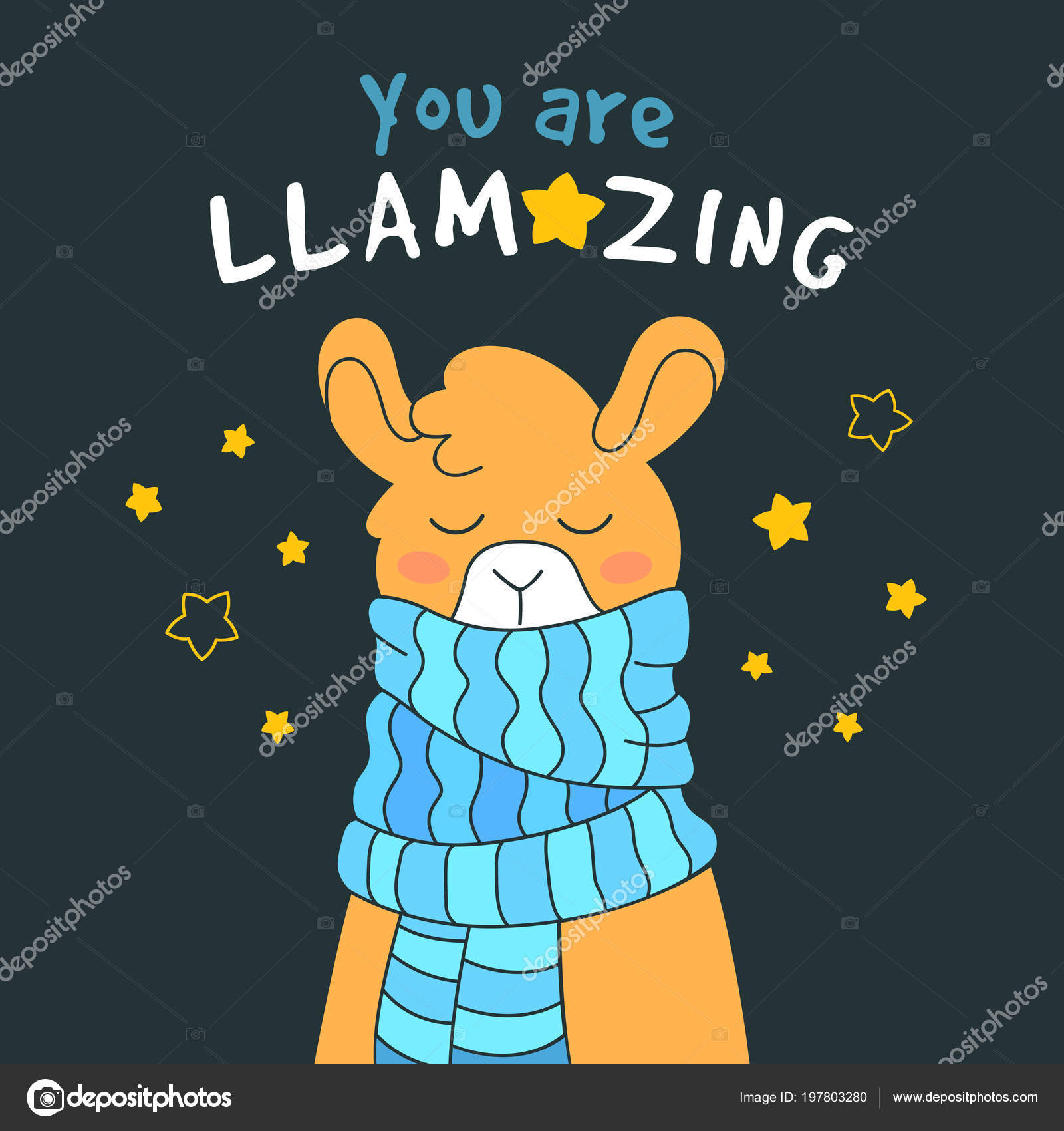 Cute Llama Drawing With Lettering You Are Amazing Quote With Lama Fantasy Animal Card T Shirt Cute Print Vector Image By C Vivali Vector Stock