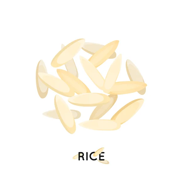 Une poignée de riz blanc. Céréales riz illustration . — Image vectorielle