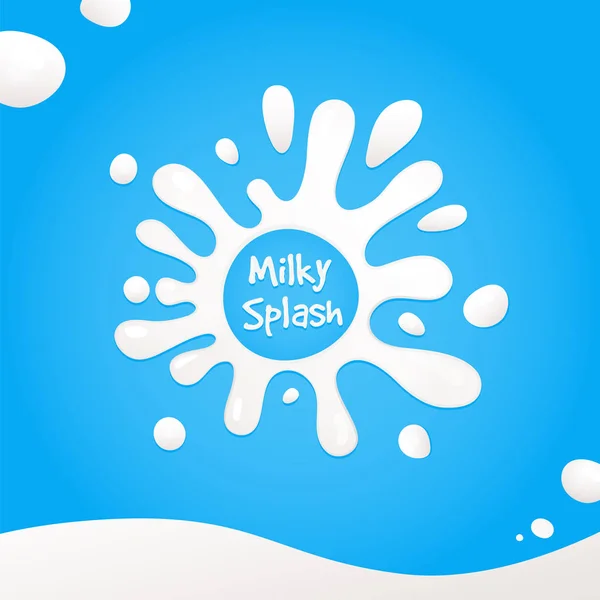 Splash of milk. Dairy product. Tasty milk or yogurt shape vector sign. — Stock Vector